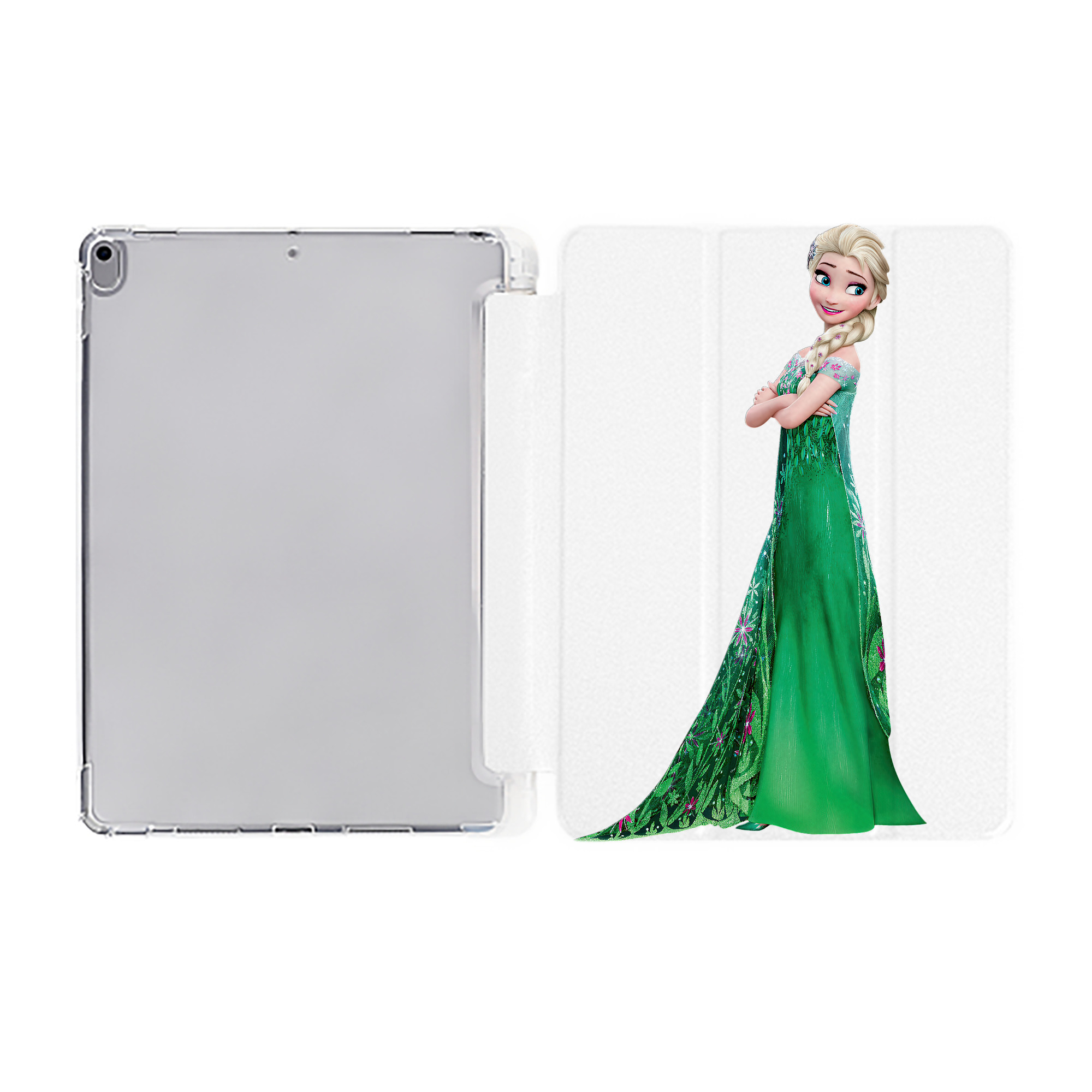 （画像用） アナと雪の女王 アンナ エルサ Frozen Anna Elsa IPad ケース ペン収納付き 三つ折りスタンド PUレザー×シリコン 対応機種9.5/10.5/10.9インチ